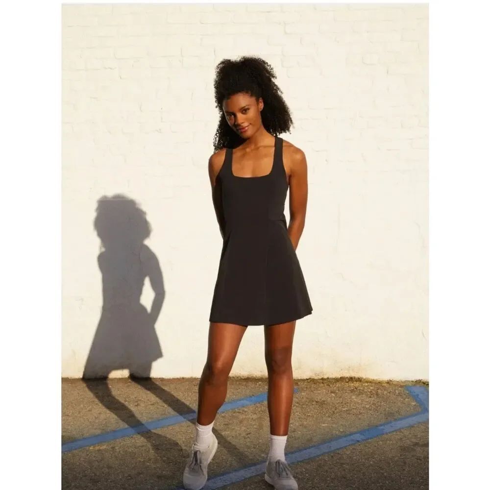 Outdoor Voices Black Cross-Back Mini Dress